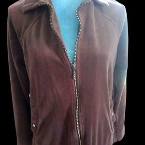 Bling Zippered Brown Soft Jacket